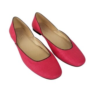 Talbots Hot Pink Slip On Almond Toe Textured Ballet Flats Size 10B